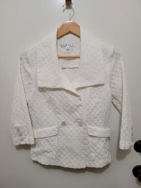 CAbi White Textured Double-Breasted Blazer - Size Small